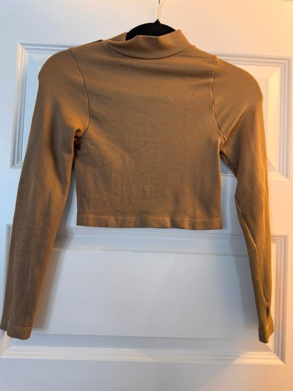 Cropped Mock Neck Long Sleeve Top - Camel - Picture 1 of 1